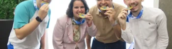 Estudantes Victor Salles, Ariadne Veiga, Ruan e João Pedro comemoram com a medalha de ouro na OBAdm 2025