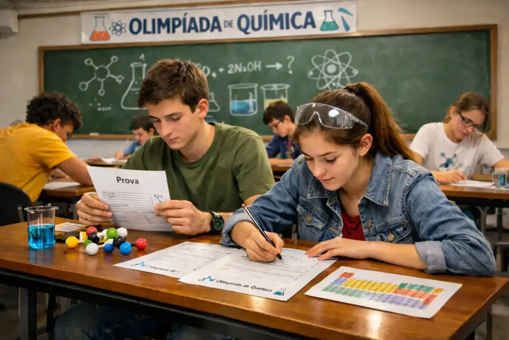 estudantes se preparam para a Olimpíada Brasileira de Química e para as competições regionais
