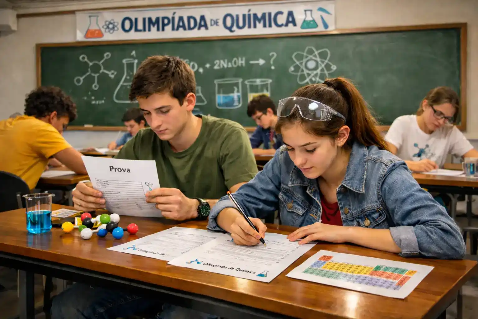estudantes se preparam para a Olimpíada Brasileira de Química e para as competições regionais