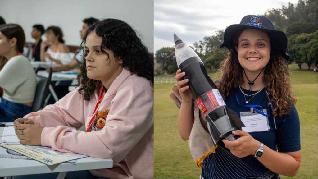 Analu Crippa comemora com seu foguete na Jornada de Foguetes - Medalhista da OBA e OBAFOG transforma olimpíadas científicas em porta de entrada para universidade