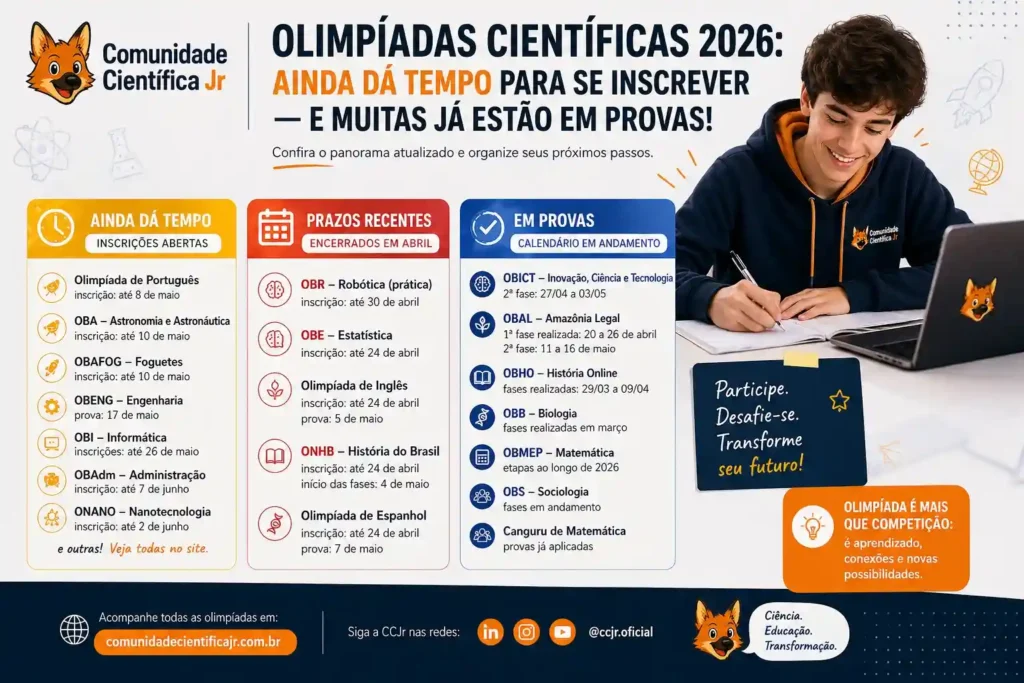 Olimpíadas Científicas 2026 guia atualizado para maio, junho e julho 
