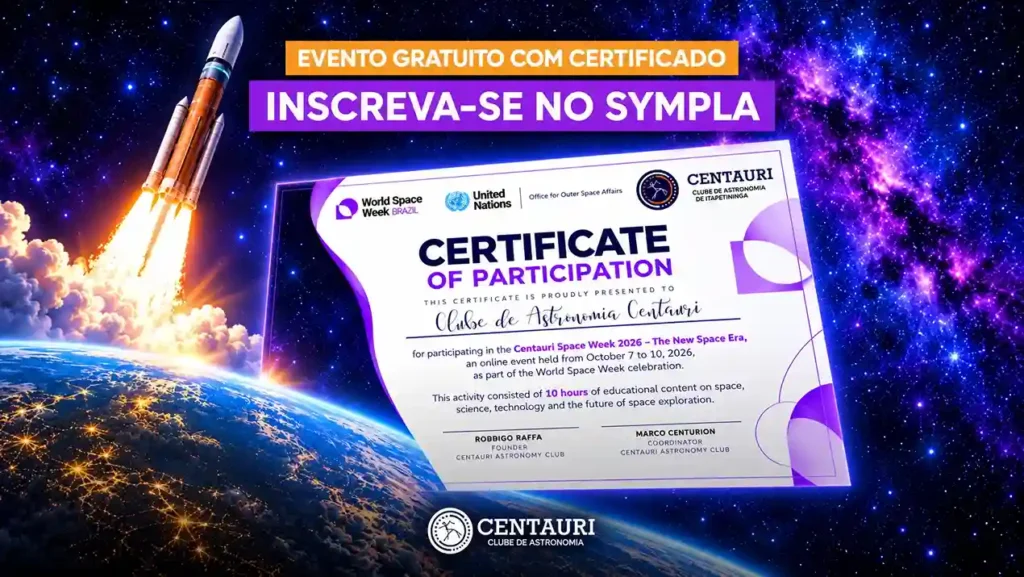 Centauri Space Week - astronomia  foguetes satélites defesa planetária e exploração espacial Certificado Entre Estrelas e Nebulosas